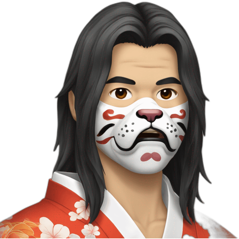 hot-guy-noh-dog-mask-longhair-japanese-kimono emoji