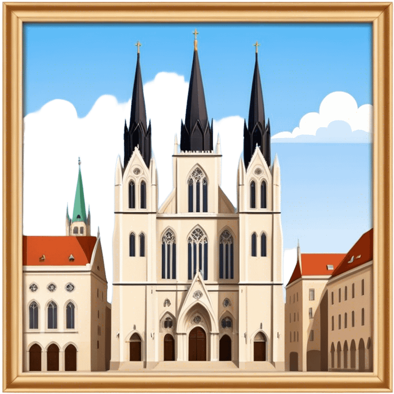 Zagreb Cathedral Landmark Emoji – Depicting its Gothic architecture and twin spires. emoji