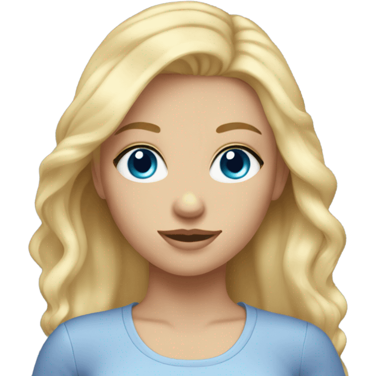 blonde hair girl with blue eyes and long eyelashes emoji