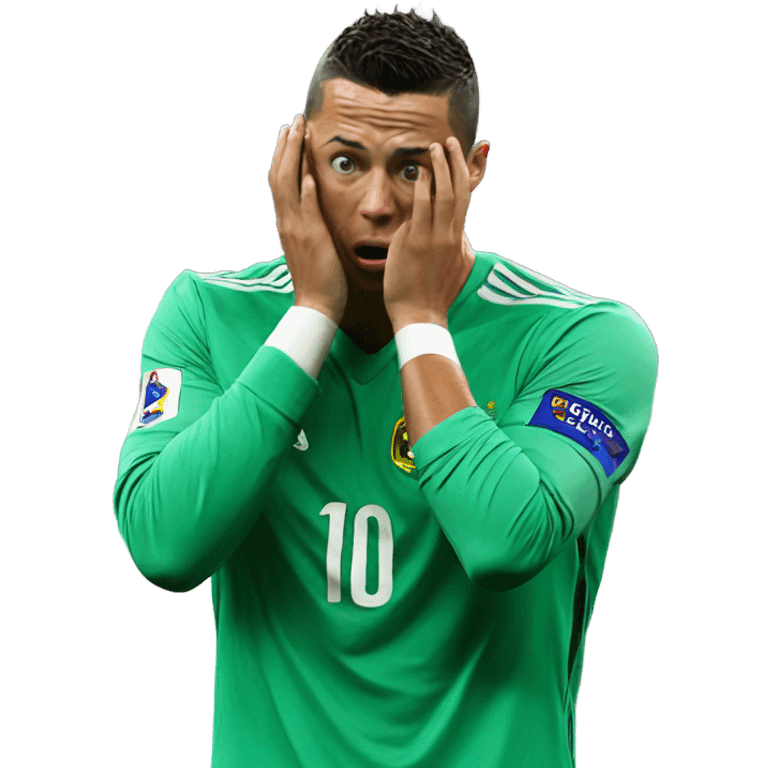 Ronaldo shocked with is two hand on his face emoji