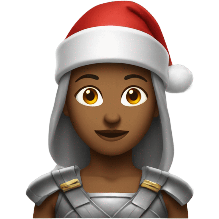 spartan female wearing red santa hat emoji