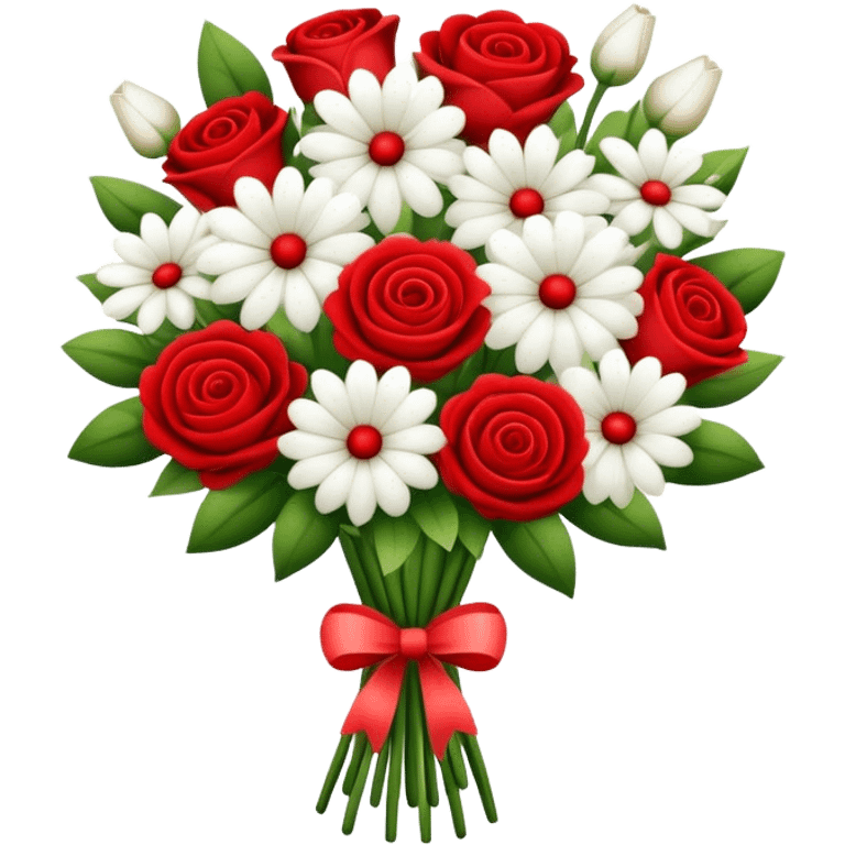 Red and white valentine flower bouquet  emoji