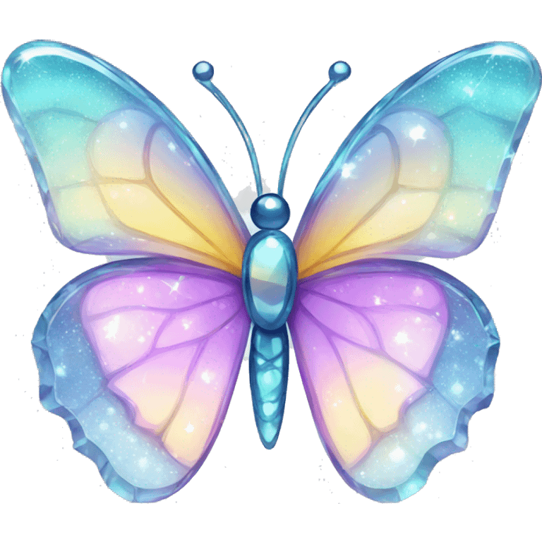 Shiny sparkly glass crystal butterfly emoji