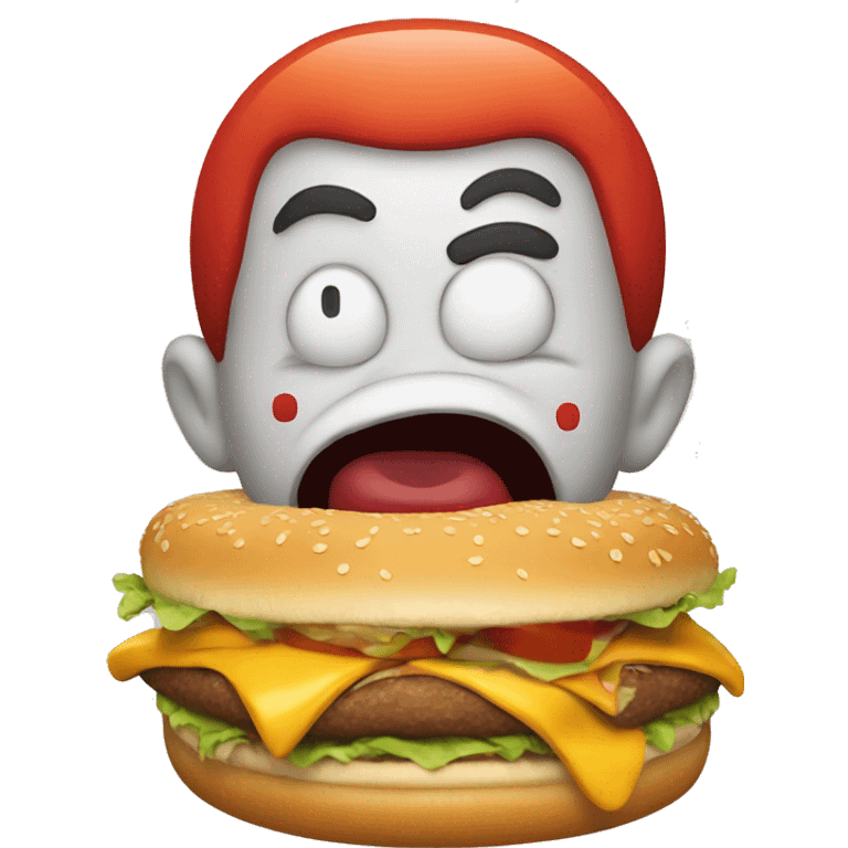 Clown with a burger burping  emoji