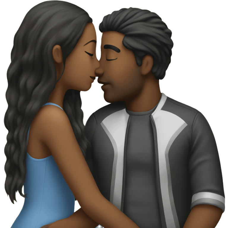 A man kissing a girl make her hair black emoji