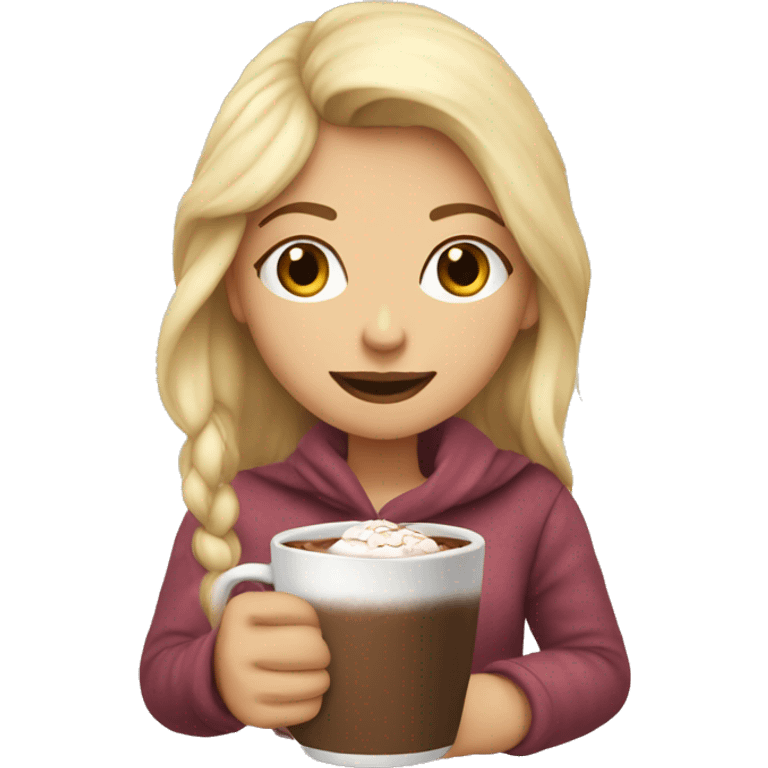 blonde girl with hot cocoa  emoji