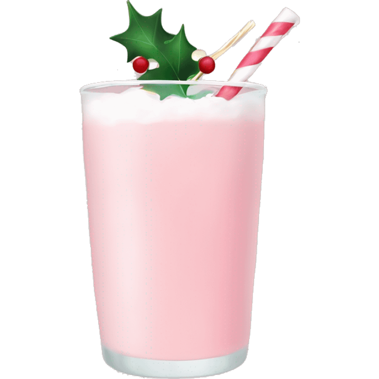 pastel pink christmas drink, with mistletoe on the top ofit emoji