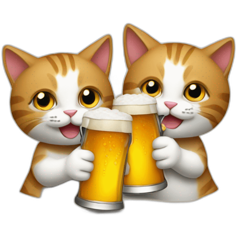 Two Cats drinking beer emoji