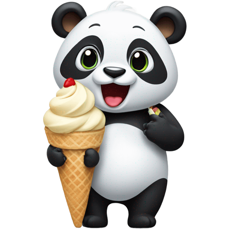 Panda eating ice cream emoji