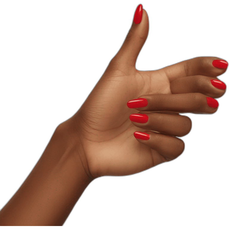 woman's hand doing thumbs up with red painted nails emoji