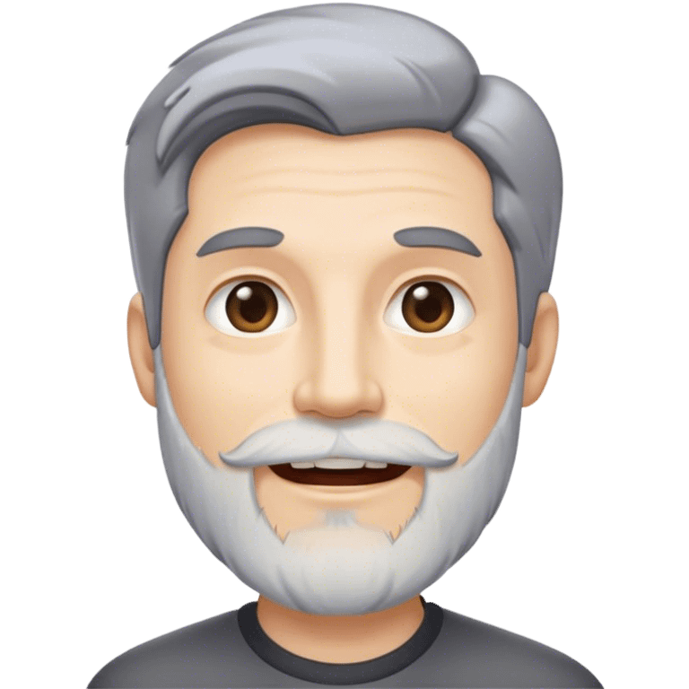 man in his 40s, grey and black hair, light beard, space in between his teeth emoji