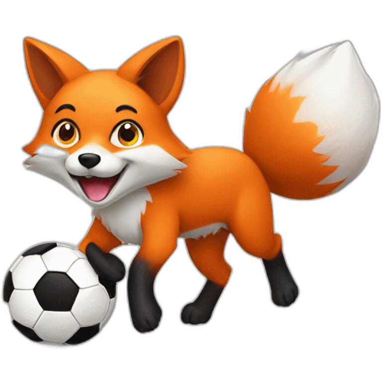 Animal fox run soccer and ball emoji