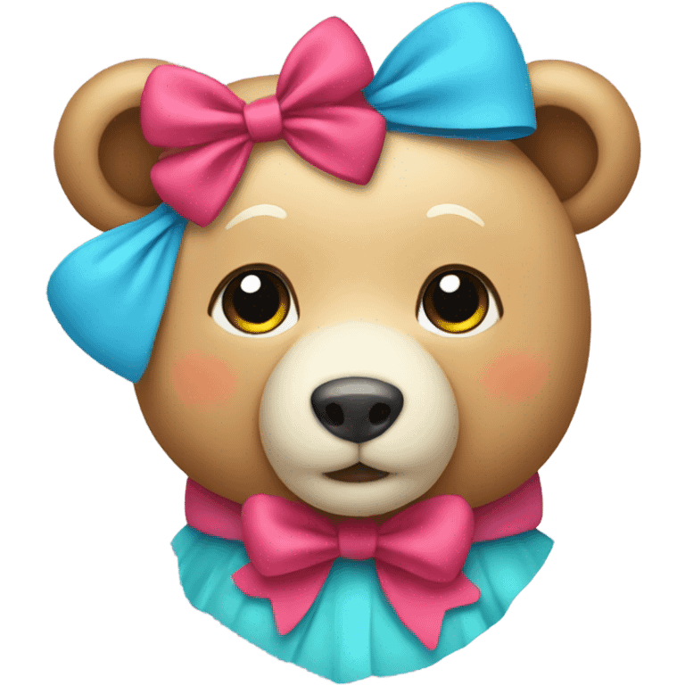 Créate a cute bear with a bow emoji