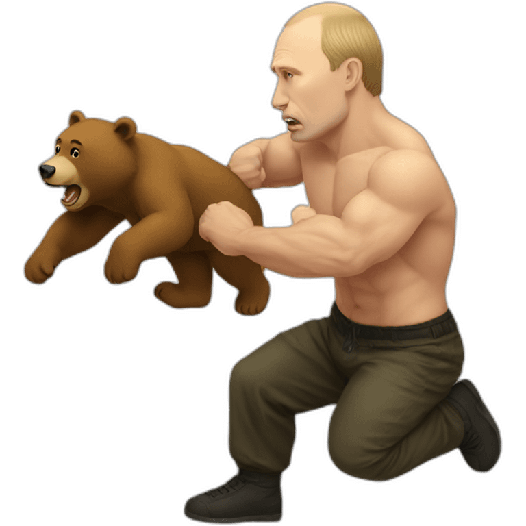 Putin fight with a bear emoji