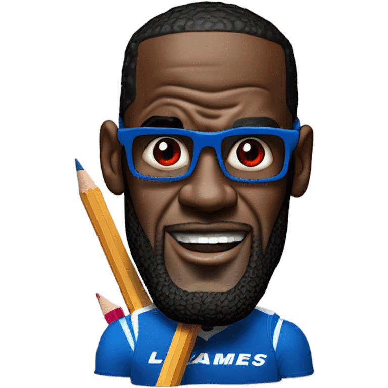 LeBron James as a pencil sharpener with 5 arms with red and blue eyes emoji