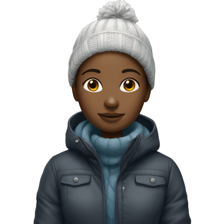 black girl wearing winter clothes emoji