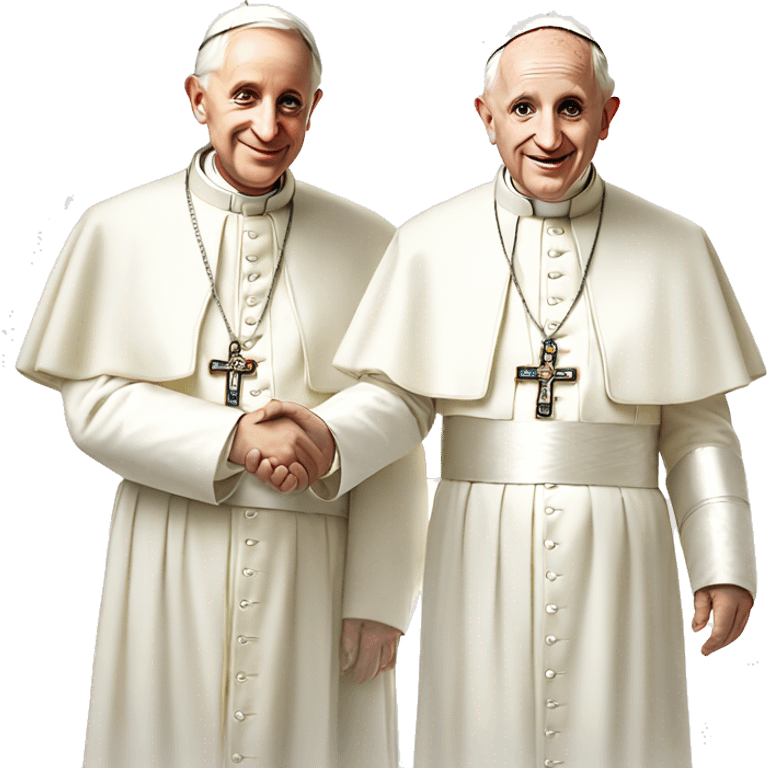 Two popes standing next to each other holding hands emoji