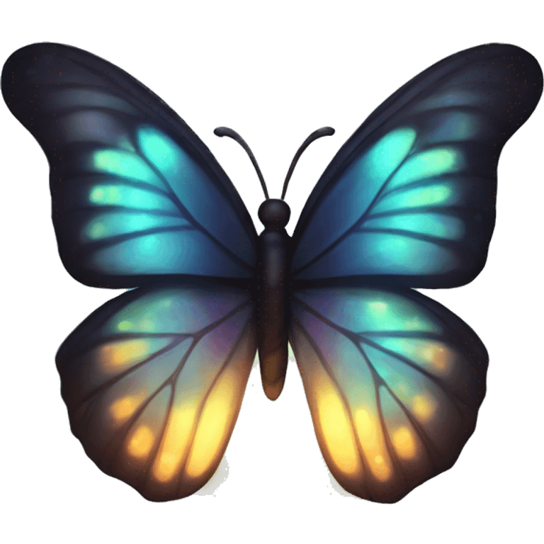 Dark iridescent butterfly glowing emoji