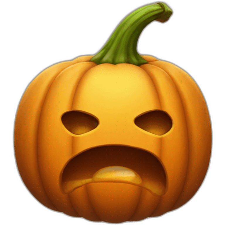 A sweating pumpkin emoji