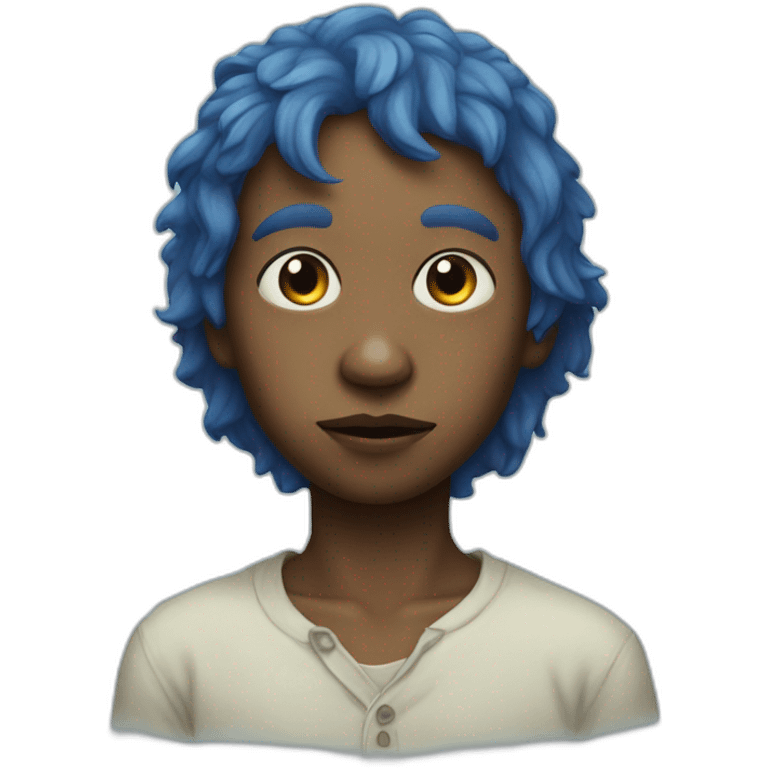 mysterious blue skin boy portrait; fishman emoji