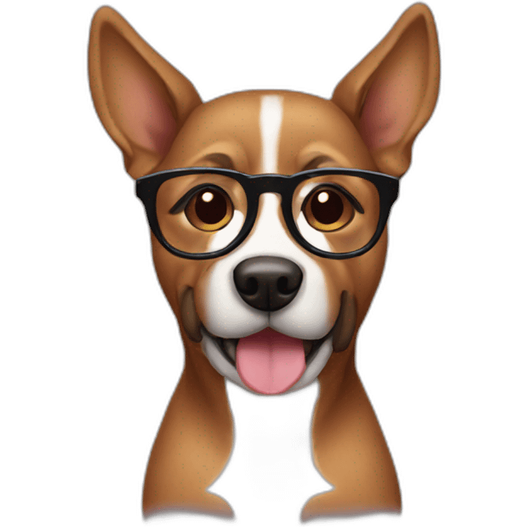 Stripped brown dog with glasses emoji