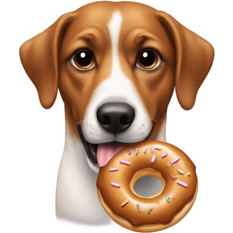 A dog eating a donut emoji