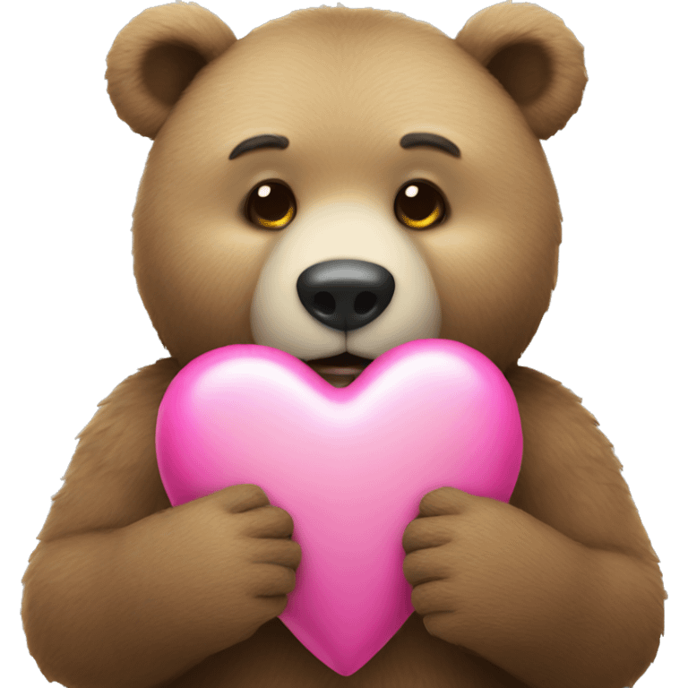 Bear holding pink Christmas heart  emoji