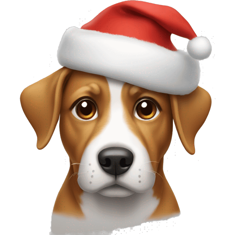 Dog wearing Christmas hat emoji