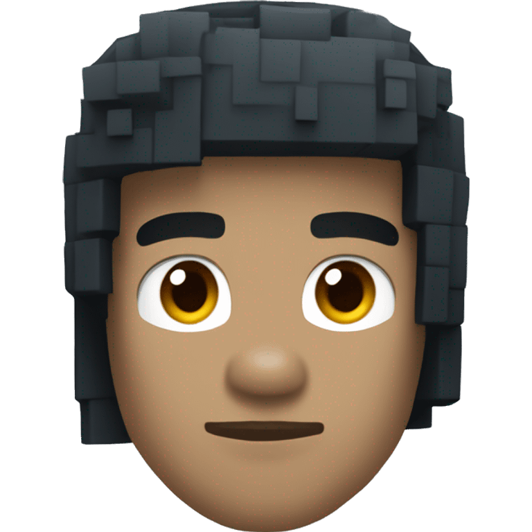 Create an emoji based on a Minecraft skin with messy black hair, a blue hoodie, and a gray sweatshirt underneath. Make sure the design is clear and visible at a small size. emoji