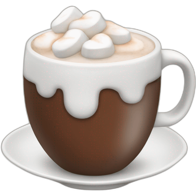 A mug of hot chocolate with marshmallows and whipped cream  emoji