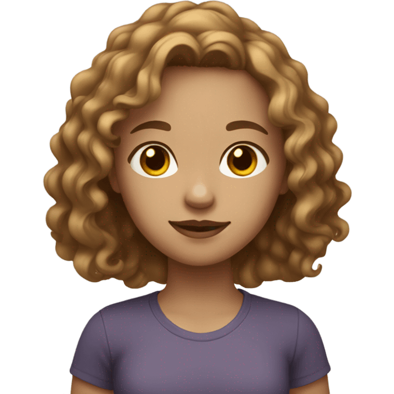 Girl with light brown wavy hair and light skin and brown eyes emoji