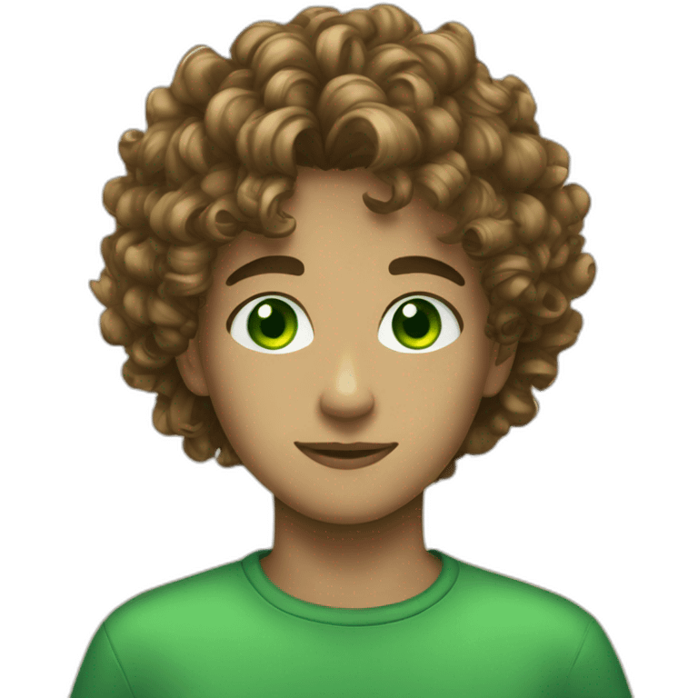 13 years old Boy Green eyes curly hair emoji