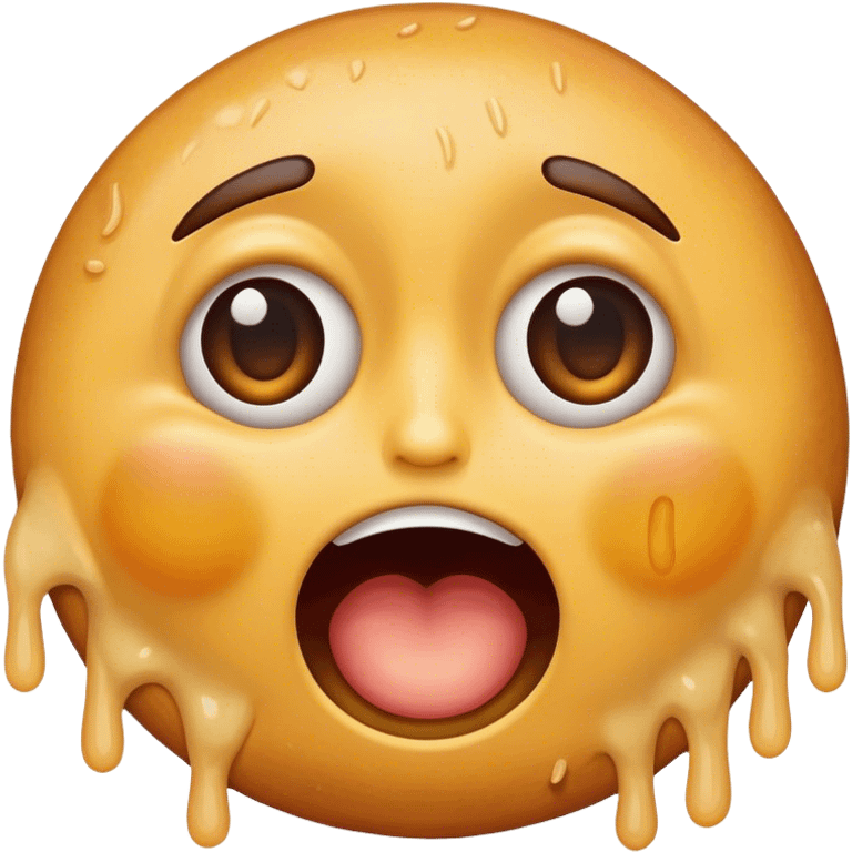 Ridiculous caricature of the laughy-crying emoji, deep-fried with eyes wife open emoji