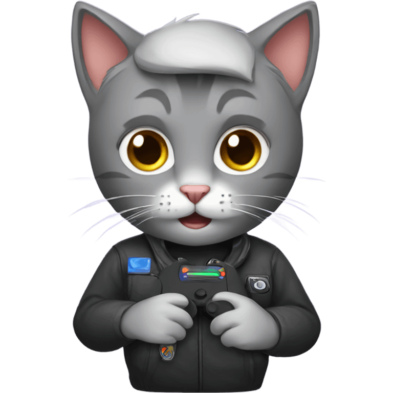 gray cat gamer emoji