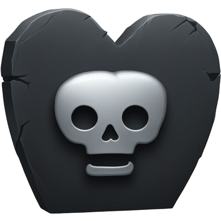 a black tombstone in silver RIP and a silver heart emoji