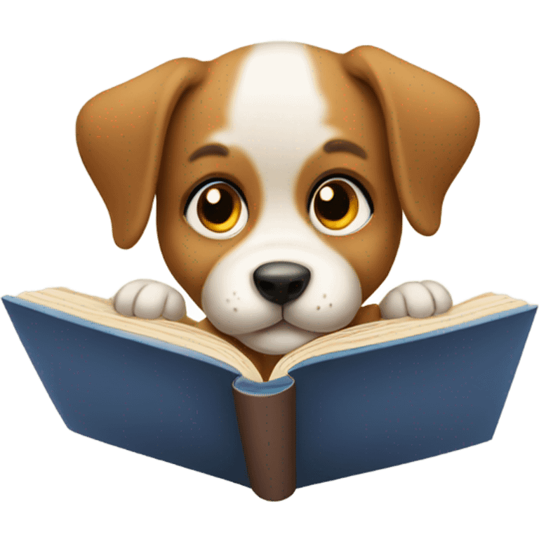 Puppy reading a book emoji