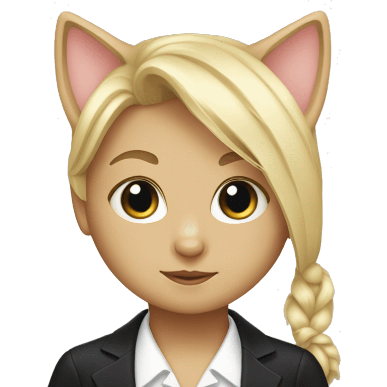 tuxedo cat with blonde girl emoji