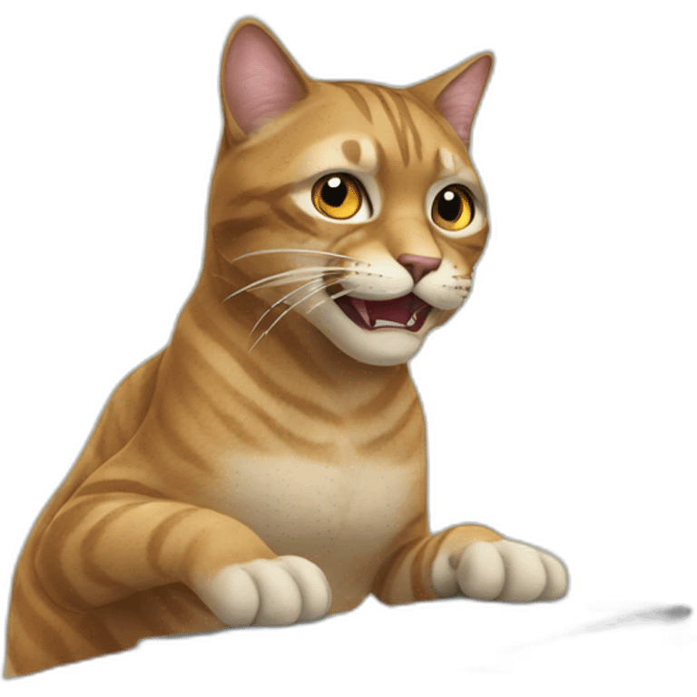 growling cat sitting at desk emoji