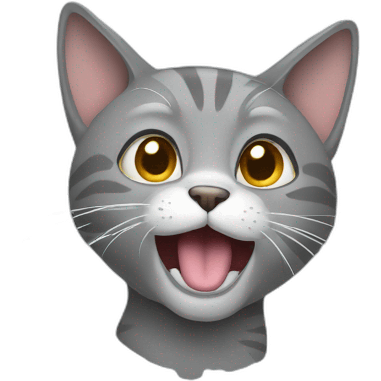 A grey cat throwing up emoji