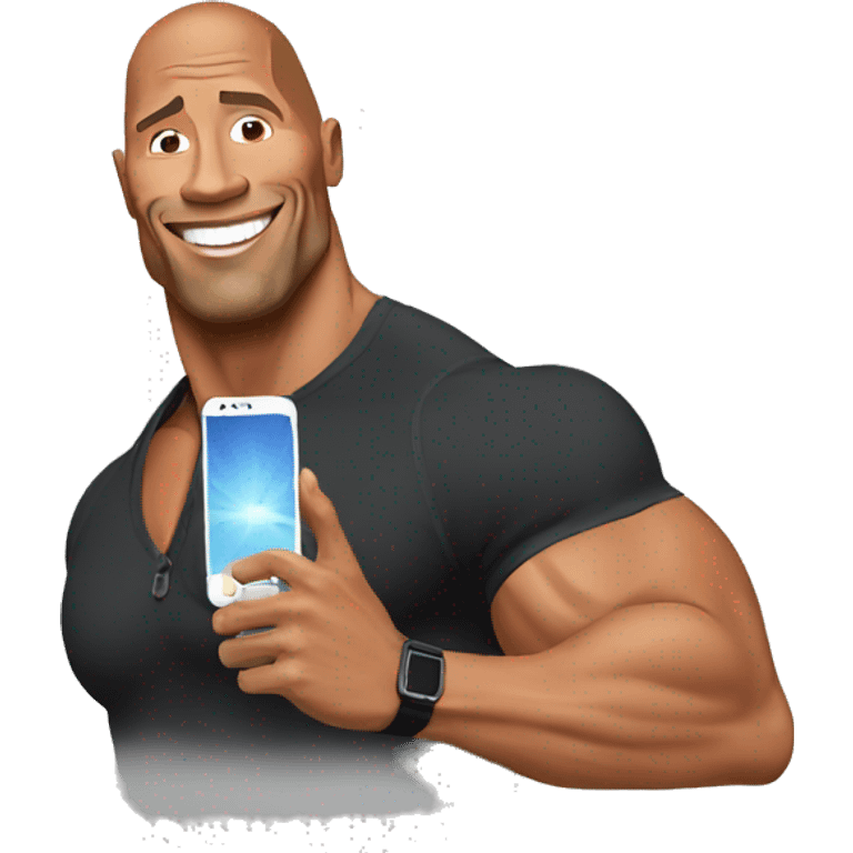 dwayne johnson holding an iphone emoji