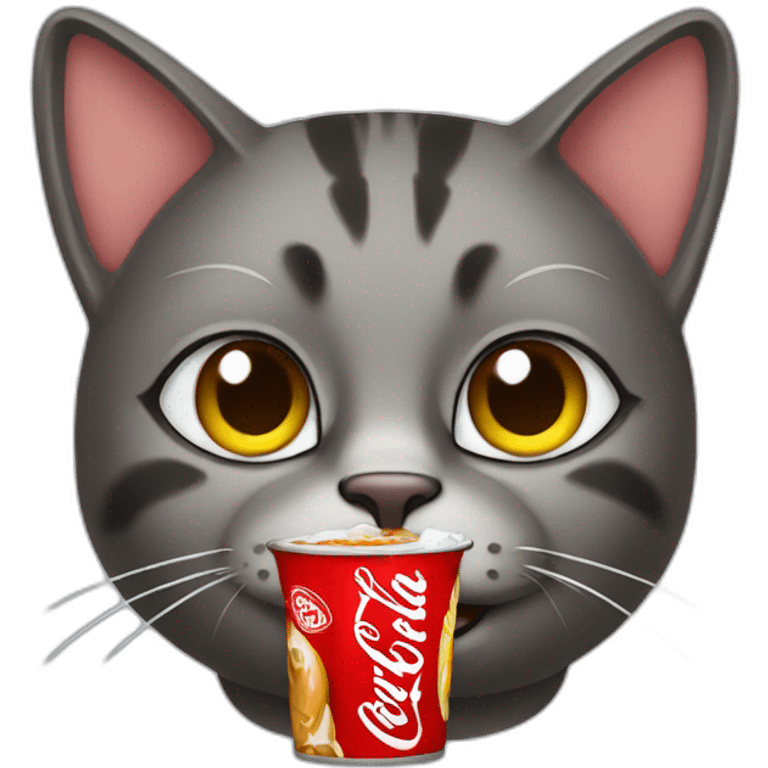 A cat drinking coca emoji