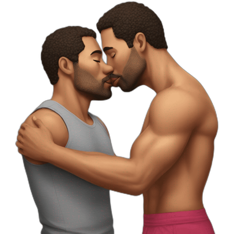 fit men kissing emoji