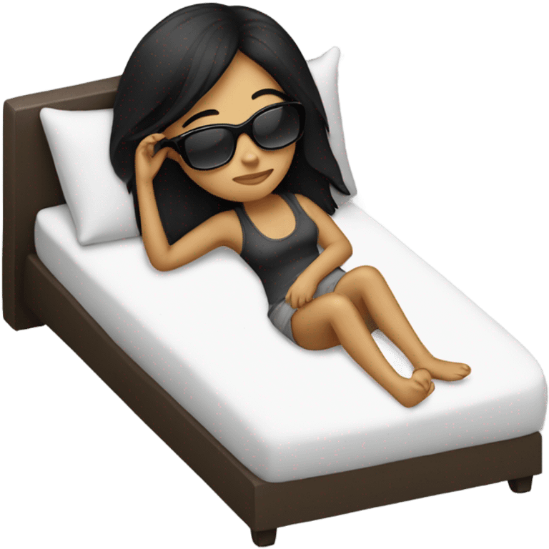 sleeping girl with sunglasses and  black hair emoji