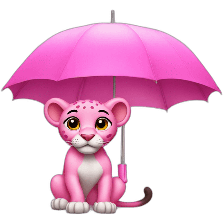 pink panther under umbrella emoji