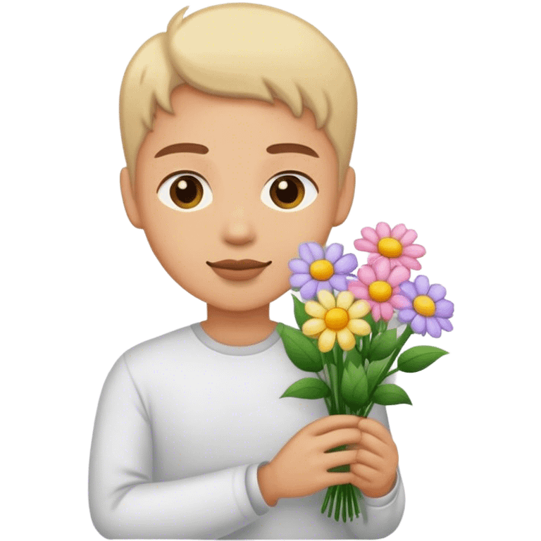 Good morning with flowers emoji