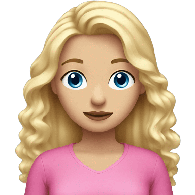 blue eyed woman. blonde hair. pink shirt. brushing hair. hair falling out emoji