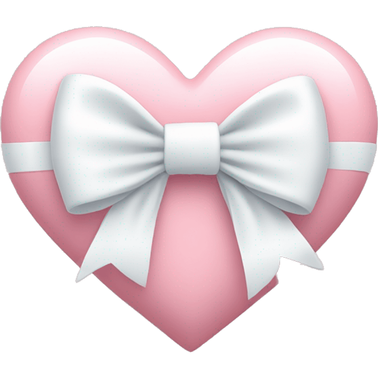 Pastel pink heart with white bow emoji