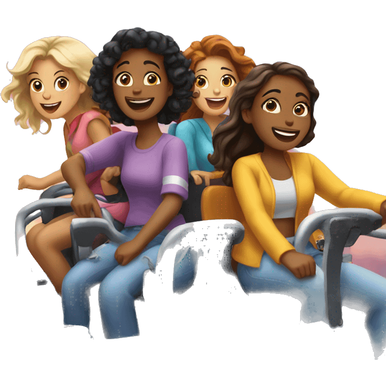 four girl best friends on a rollercoaster  emoji