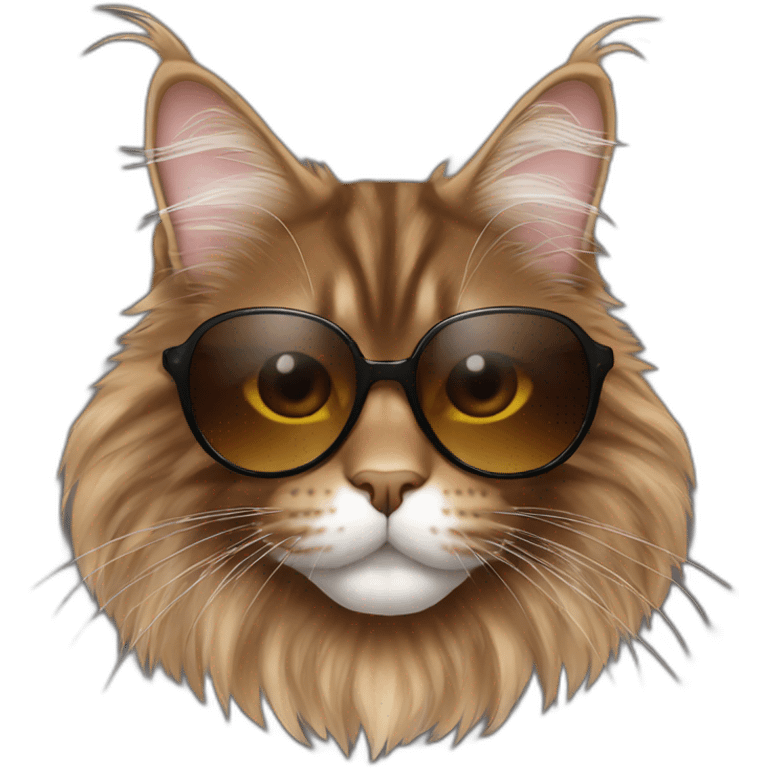 Brown maine coon with sunglasses emoji