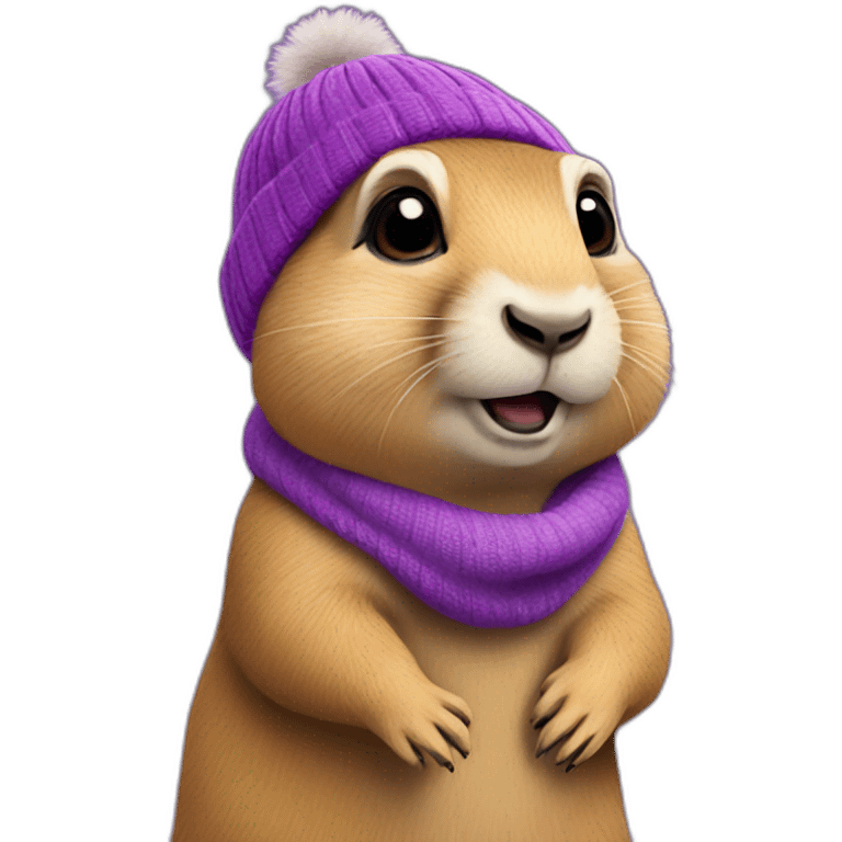 prairie dog with purple beanie just head emoji